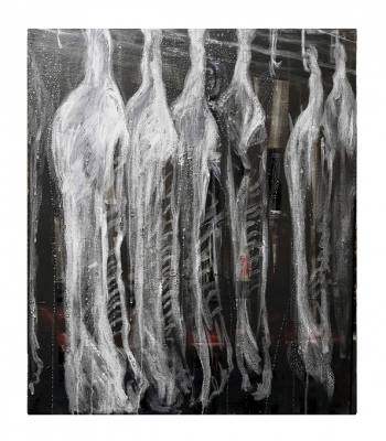 Weiße Schweinehälften, Kunstdruck A2 (59,4 × 42 cm)