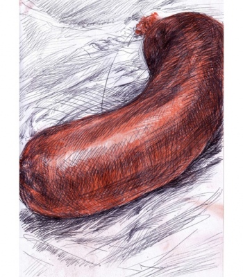 Fleischwurst farbig, Kunstdruck A2