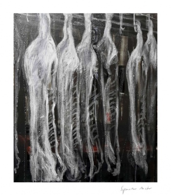 Weiße Schweinehälften, Kunstdruck A4 